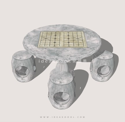 中式石桌石凳 组合桌椅 象棋桌丨