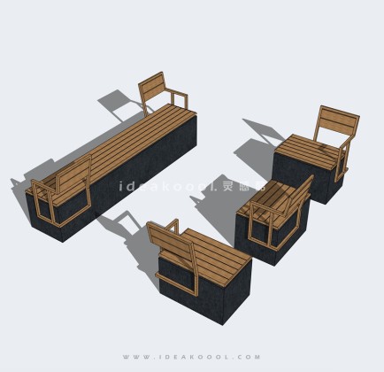 现代景观靠背座椅丨