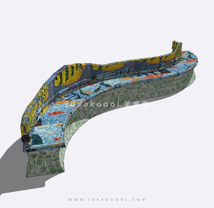 彩色瓷砖景观座椅