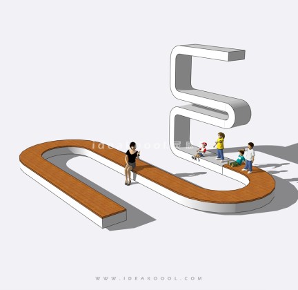 现代异形景观座椅 3D人物小孩