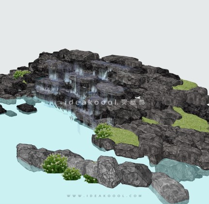 假山跌水落水瀑布丨