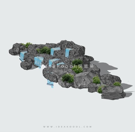 假山跌水落水瀑布丨
