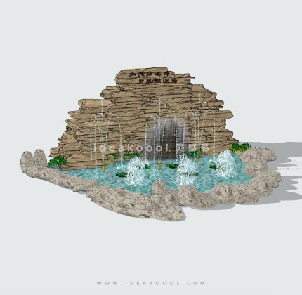 假山跌水落水瀑布丨