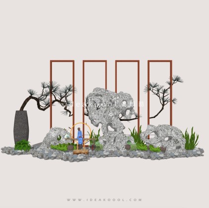 中式太湖石 景观石头 造型松树丨