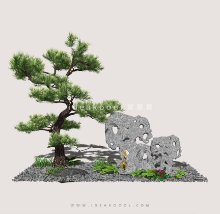 中式太湖石 景观石头 造型松树丨