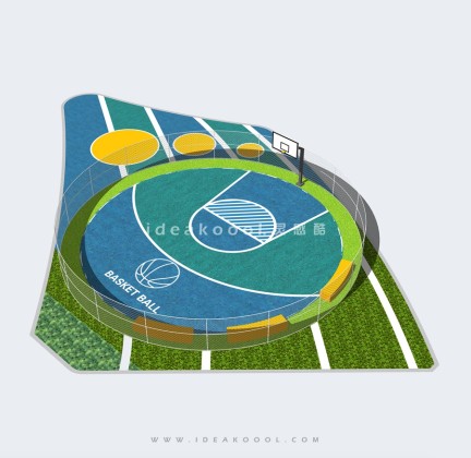 圆形半场篮球场地丨