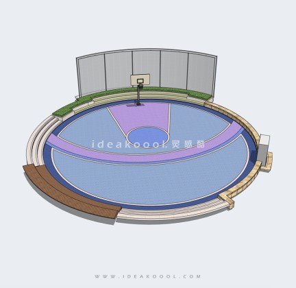 圆形篮球场 半场丨