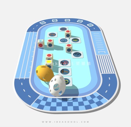 骰子数字跑道活动场地 地面图案丨