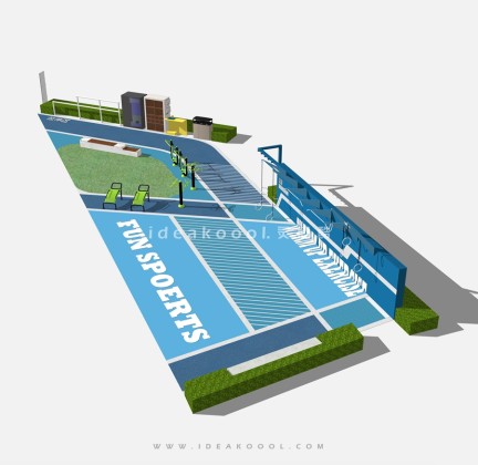 青年健身器械场地 体育器械 洗手台 座椅 垃圾箱丨