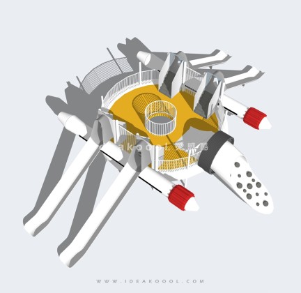 飞船主题儿童娱乐设施 攀爬滑梯丨