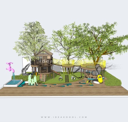 树屋滑梯 儿童娱乐设施 活动场地丨