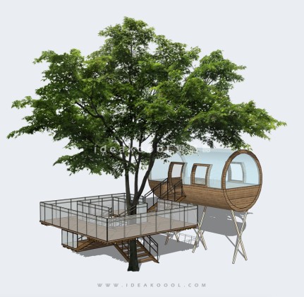 树屋楼梯观景平台丨