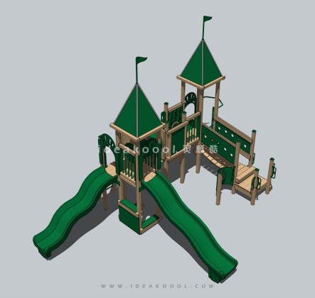 绿色攀爬滑梯组合器械 儿童娱乐设施丨