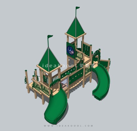 绿色攀爬滑梯组合器械 儿童娱乐设施丨