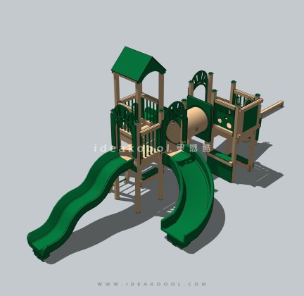 绿色攀爬滑梯组合器械 儿童娱乐设施丨