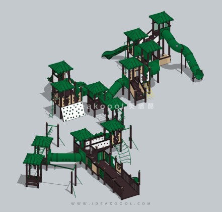 绿色攀爬滑梯组合器械 儿童娱乐设施丨