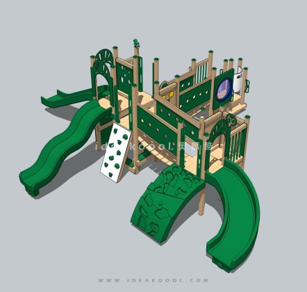绿色攀爬滑梯组合器械 儿童娱乐设施丨
