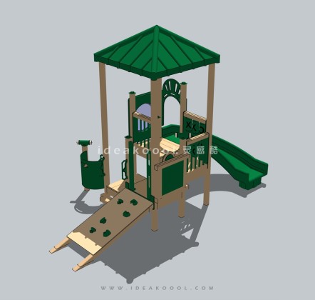绿色攀爬滑梯组合器械 儿童娱乐设施丨