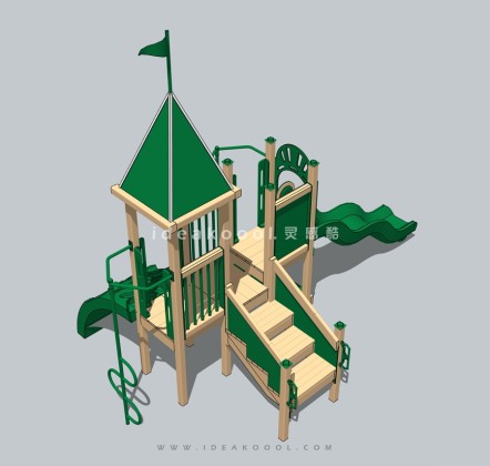 绿色攀爬滑梯组合器械 儿童娱乐设施丨