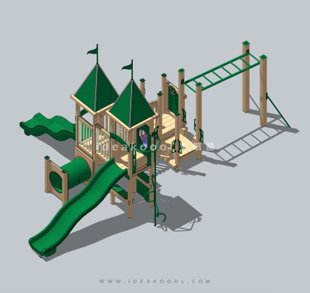 绿色攀爬滑梯组合器械 儿童娱乐设施丨