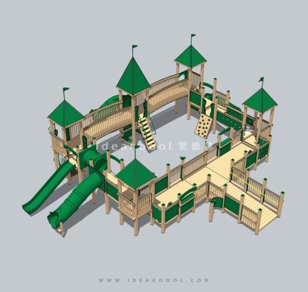 绿色攀爬滑梯组合器械 儿童娱乐设施丨