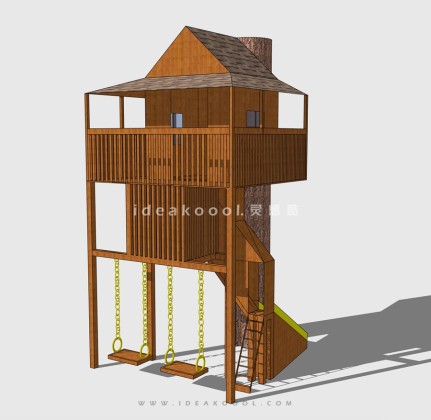 木屋滑梯 儿童娱乐设施丨