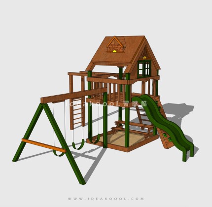 木屋滑梯 儿童娱乐设施丨