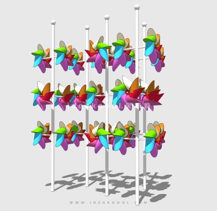 风车风动装置小品丨