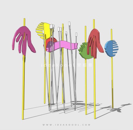 海洋主题 抽象鱼类雕塑装置丨