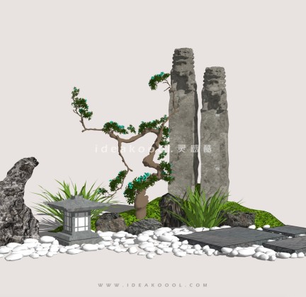 中式禅意景观小品组景丨