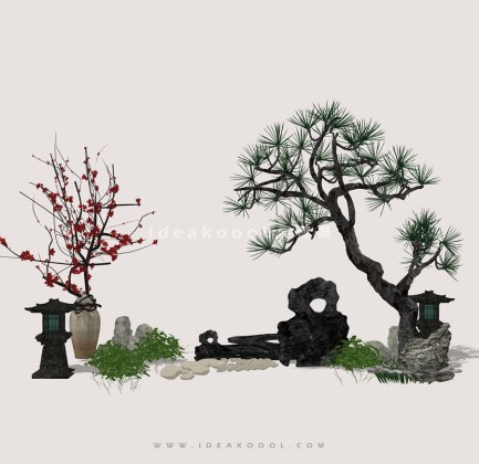 中式禅意景观小品组景丨