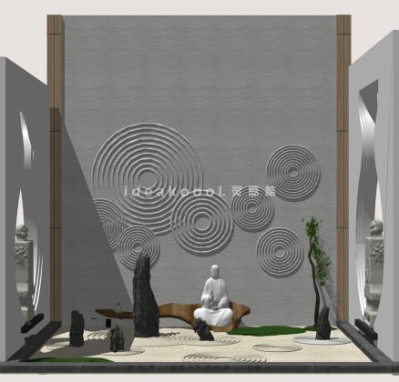 中式禅意景观小品组景丨