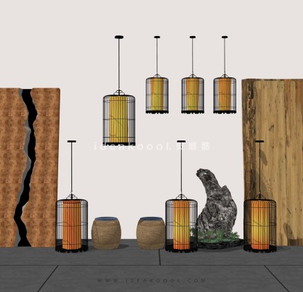 中式禅意景观小品组景丨