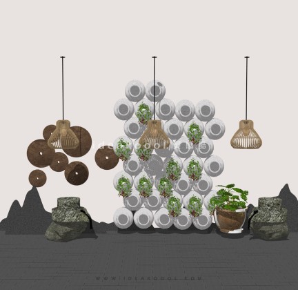 中式禅意景观小品组景丨