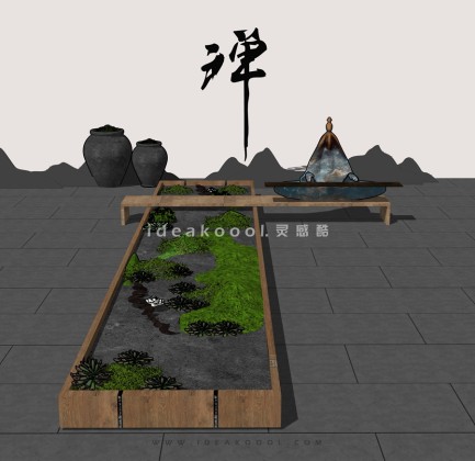 中式禅意景观小品组景丨