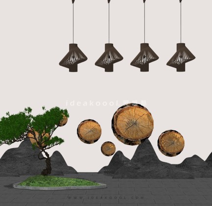 中式禅意景观小品组景丨