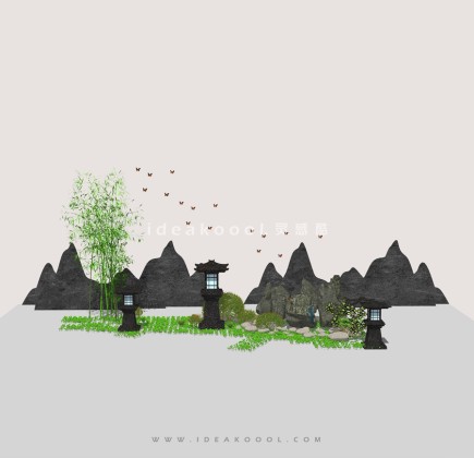 中式禅意景观小品组景丨