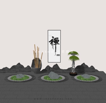 中式禅意景观小品组景丨