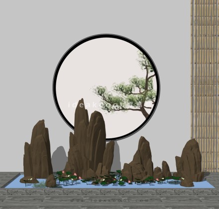 中式禅意景观小品组景 造型景观石头丨