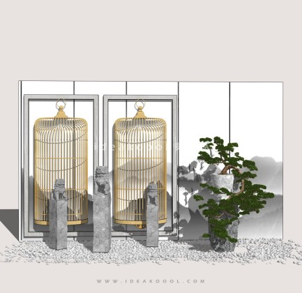 中式禅意景观小品组景丨