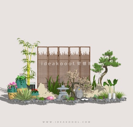 中式禅意景观小品多肉植物组景 屏风丨