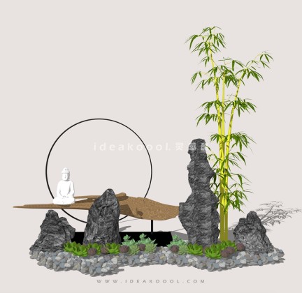 中式禅意景观小品多肉植物组景丨