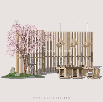 中式禅意景观小品 造型开花植物屏风组景丨