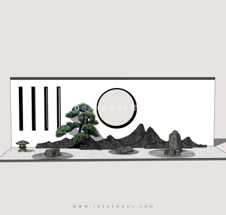 禅意景观小品 置石枯山水组景丨