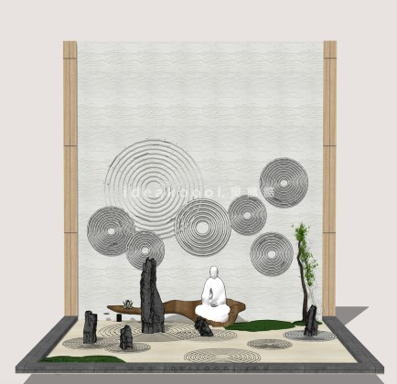 禅意景观小品 置石枯山水组景丨