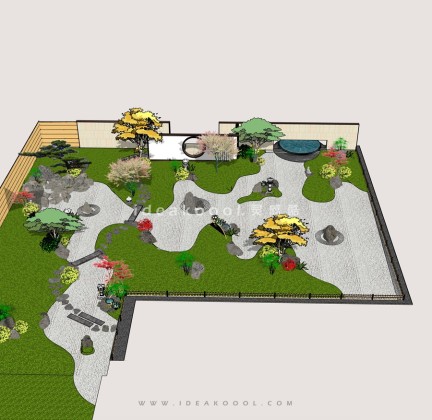 禅意景观小品 置石枯山水庭院景观丨