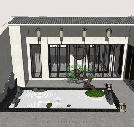 禅意景观小品 置石枯山水庭院丨