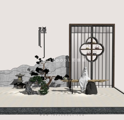 禅意景观小品 置石枯山水组景丨