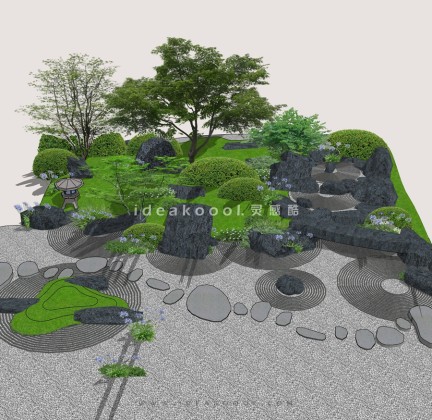 禅意景观小品 置石枯山水庭院景观丨