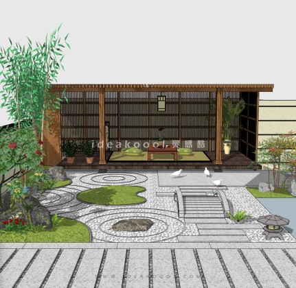 枯山水庭院花园景观丨